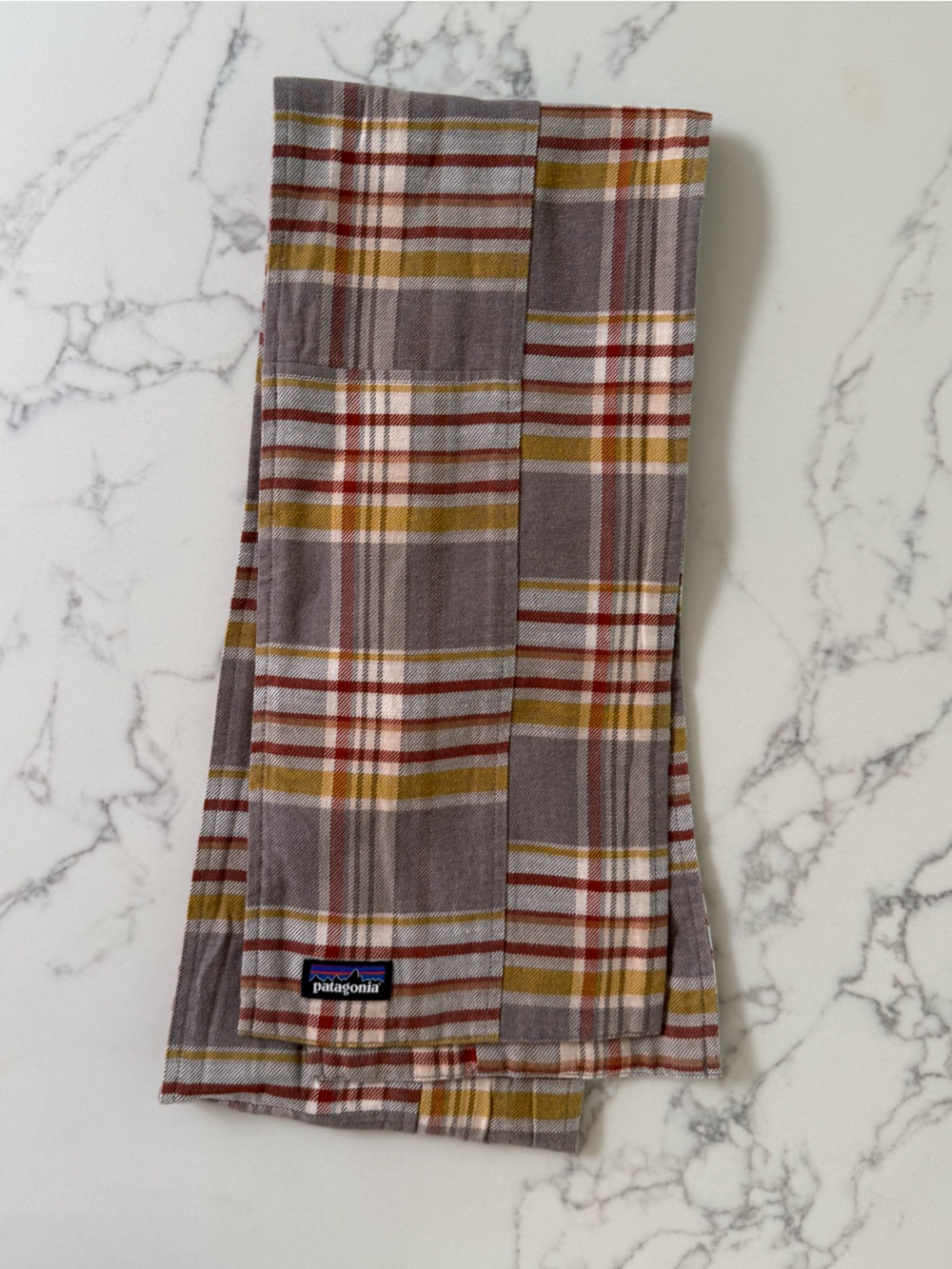 Patagonia Fjord Flannel Patchwork Scarf - Cabin Time: Furry Taupe